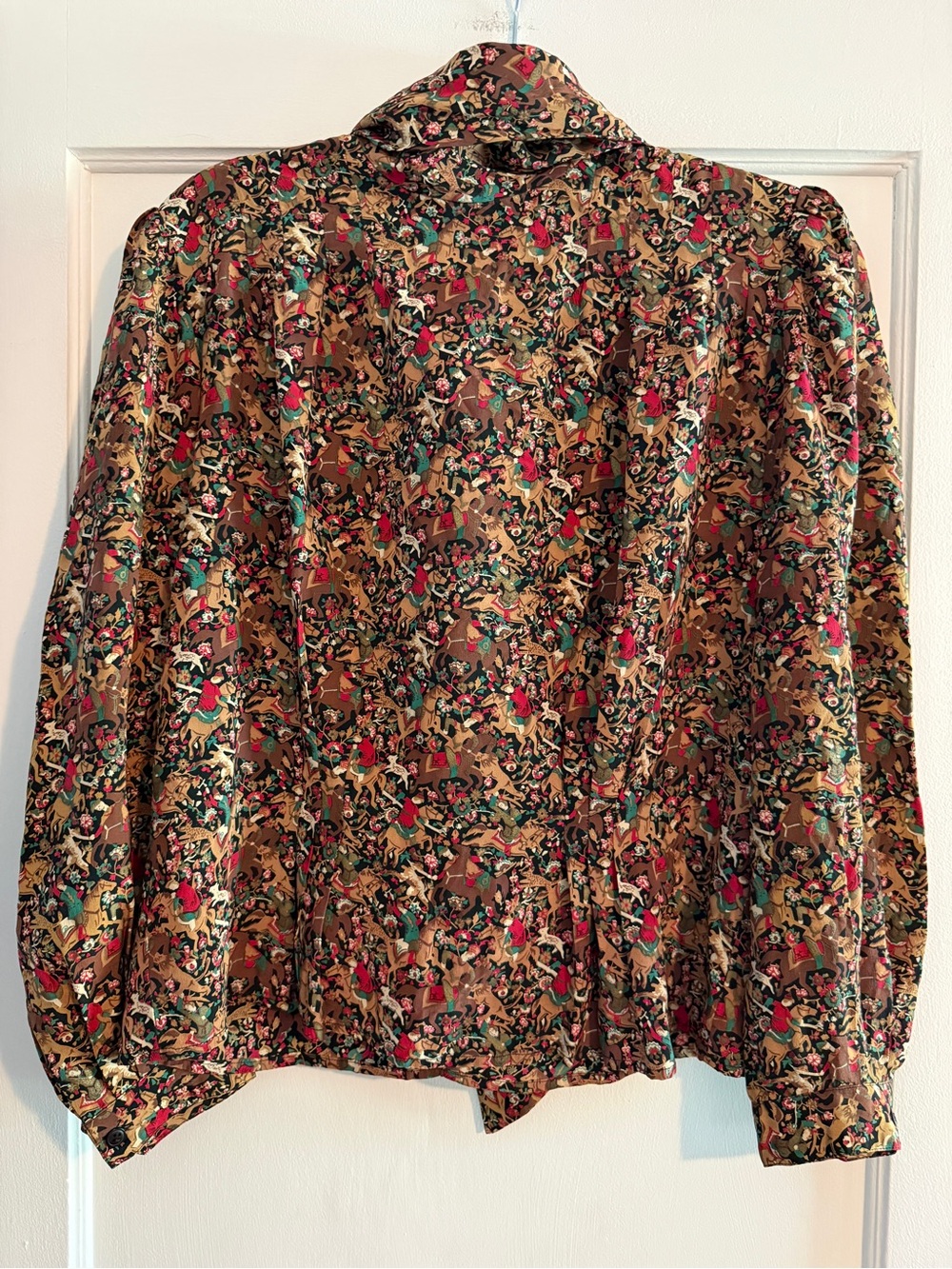 Vintage Arthur Chapnik Equestrian Horse 100% Silk Blouse Western Size 8